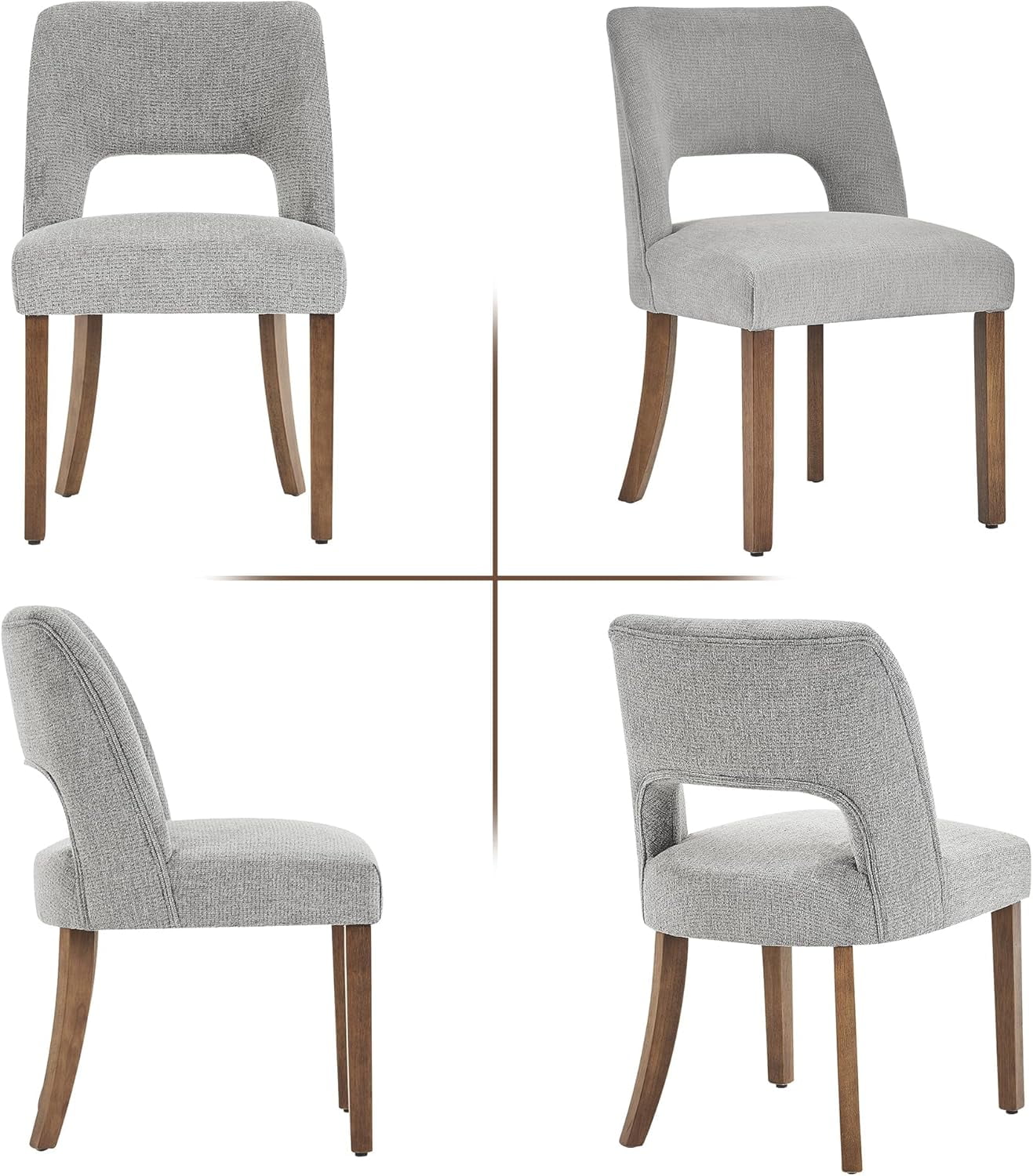 Wooden Dining Chairs Set of 4, Modern Fabric Upholstered Dining Room