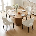 thumbnail image 1 of FANCROU Wooden Dining Chairs Set of 4, Modern Upholstered Fabric Side Chairs with Cutout Backrest and Wood Legs, Kitchen Dining Room, Beige with Black Legs, 1 of 6