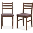 Wooden Dining Chairs Walnut Set of 2, Farmhouse Kitchen Chairs with