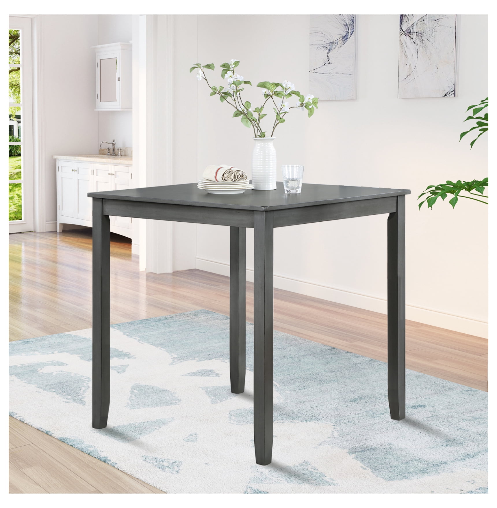 Kitchen Table Small Spacw Wooden Dining Square Table, Kitchen Table for Small Space, 4 Person ...
