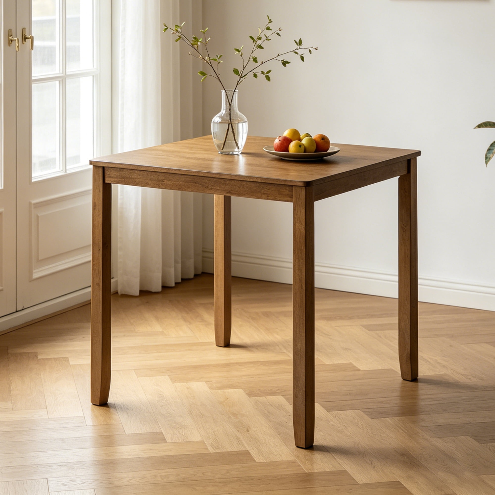 Wooden Dining Square Table, Kitchen Table for Small Space, 4 Person Counter Height Table ONLY THE TABLE