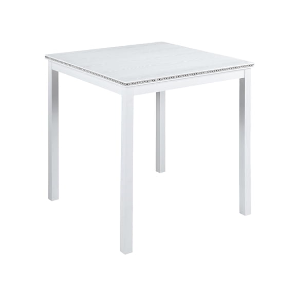 Wooden Dining Square Table, Kitchen Table for Small Space, 4 Person Counter Height Table, White
