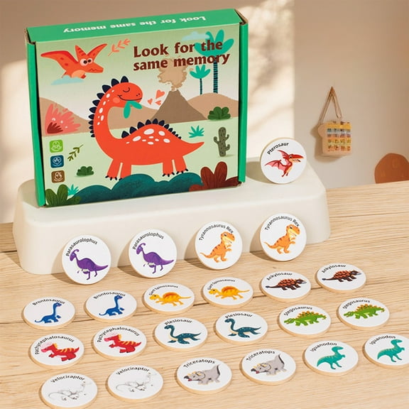 Wooden Dinosaur Flip Puzzle Toy, Early Education Memory Matching Game, Cognitive Skill Development, Indoor Outdoor Learning Activity, Observation and Matching Fun Toy