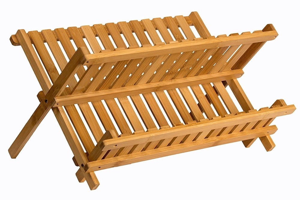 Wooden Dish Rack Plate Rack Collapsible Compact Dish Drying Rack Bamboo Dish Drainer - Walmart.com