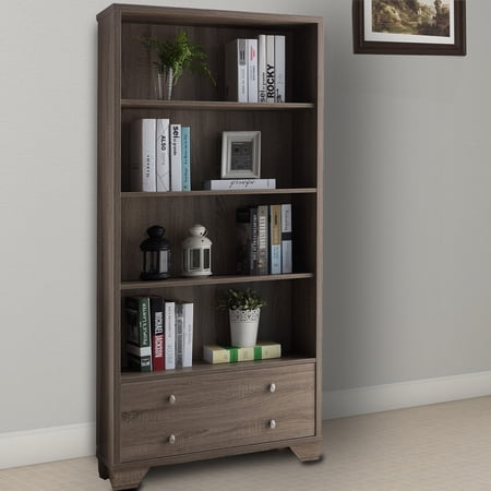 Wooden Display Cabinet, Dark taupe Brown- Saltoro Sherpi