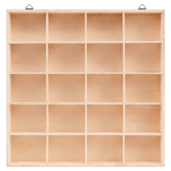 Wooden Display Case, Wall Mount 20 Space Toy Car Organizer for Monster TruckShowcase for Home Craft Office Kitchen Storage
