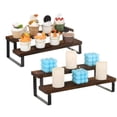 thumbnail image 1 of Wooden Display Riser Stand, Tiered Perfume and Cologne Organizer Stand, 2 Tier Spice Rack Organizer, Rustic Display Shelf for Candles (2 Tier, 2 Pack), 1 of 8