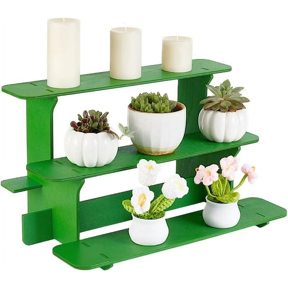 Wooden Display Shelf with 3 Tiers Straight Retail Table Display Stand Retail Table Display Stand Display Rack for Counter Craft Shows Farmers Market Trade Shows Candles Soap Display