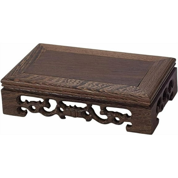 Wooden Display Stand Base 3.5x 5.9 Inch Rectangle Vase Riser Oriental Style Pedestal Stand Display Base for DIY