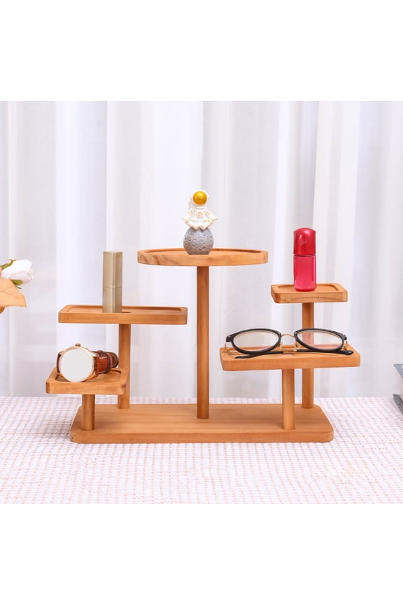 Wooden Display Stand, Multi Tier Storage Rack for Small Items, Figurine Display Shelf, Desktop Storage Organizer for Study Living Room Bedroom