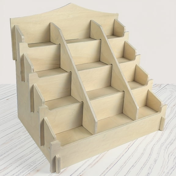Wooden Display Stand for Retail Products, Postcard Holder, Record Organizer, and Versatile Shelving Unit for Home or Office