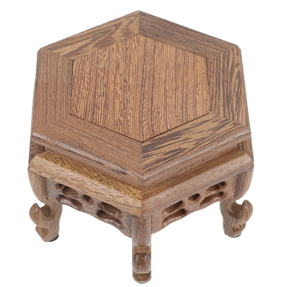 OULII Light Brown Wooden Vase Stand for Display Decorative Crafts Statues and Potted Plants Indoor Use