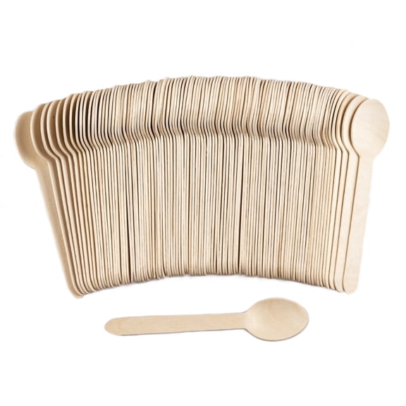 Wooden Disposable Spoons, 100pcs,  6in Biodegradable Spoons, Compostable Spoons, Wooden Craft Spoons, Dessert Spoons, Wooden Spoon Samples, Party, Cake Spoons Chocolate Stirrers