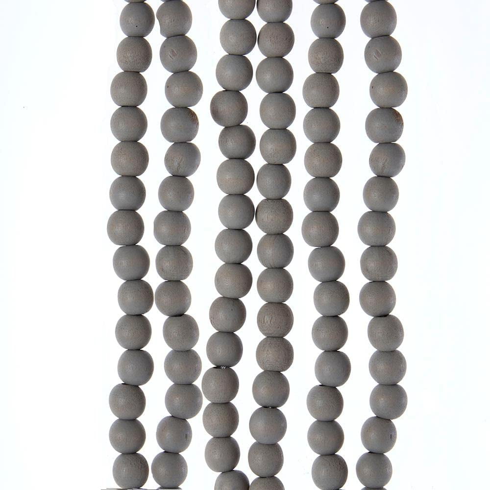Distressed Gray Wooden Bead 9ft Garland