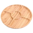 thumbnail image 1 of Wooden Divided Serving Trays Bamboo Fruit Tray with 5 Compartments Round Serving Tray for Party Dishes Snacks Dried Fruits, 1 of 9
