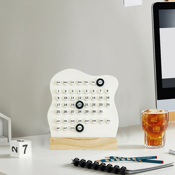 Wooden Diy Desktop Calendar, Creative Workspace Desk Organizer, Daily Planning Tool, for Institute Supplies, Home Workspace, Desk Decor, White, 1 Pc