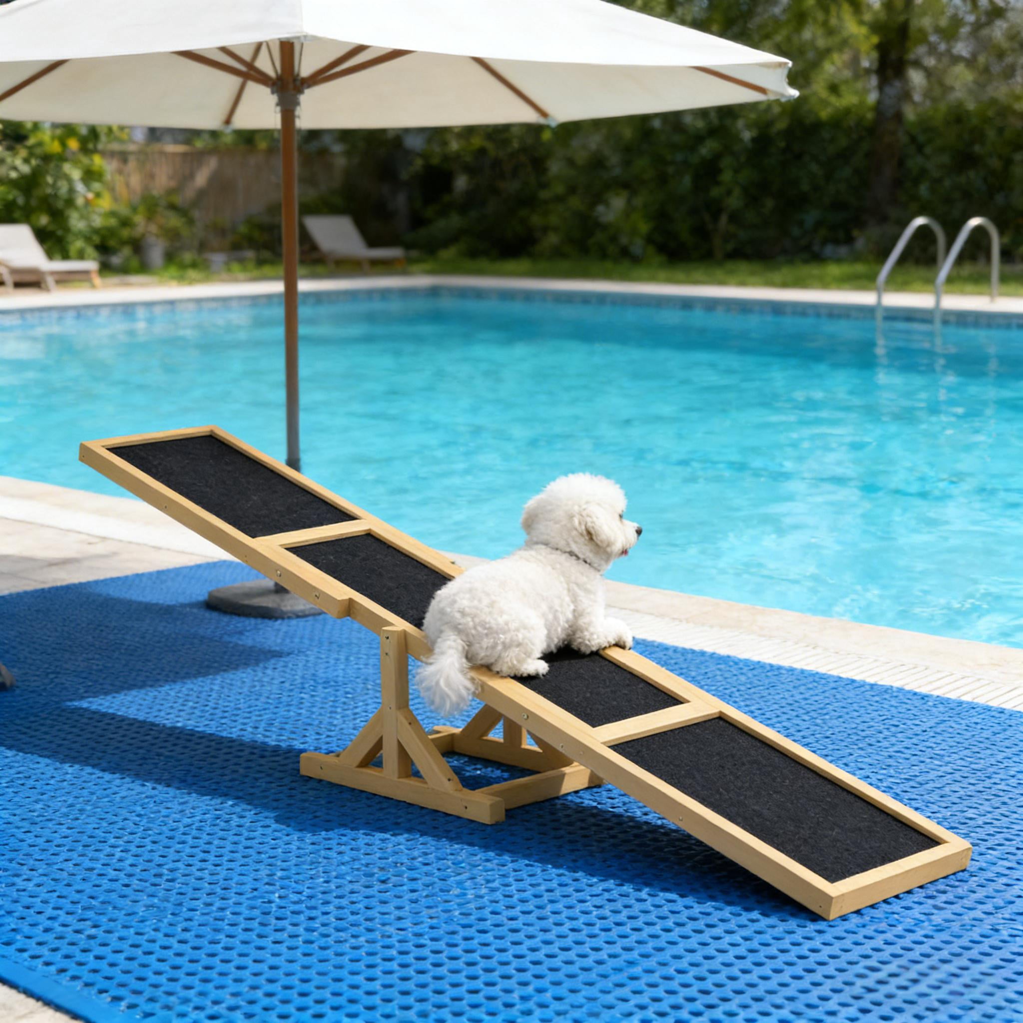 Wooden Dog Agility Seesaw, Fir Wood Pet Training Seesaw with Anti-Slip Surface, Stable Outdoor Agility Equipment for Dogs Up to 66 lbs