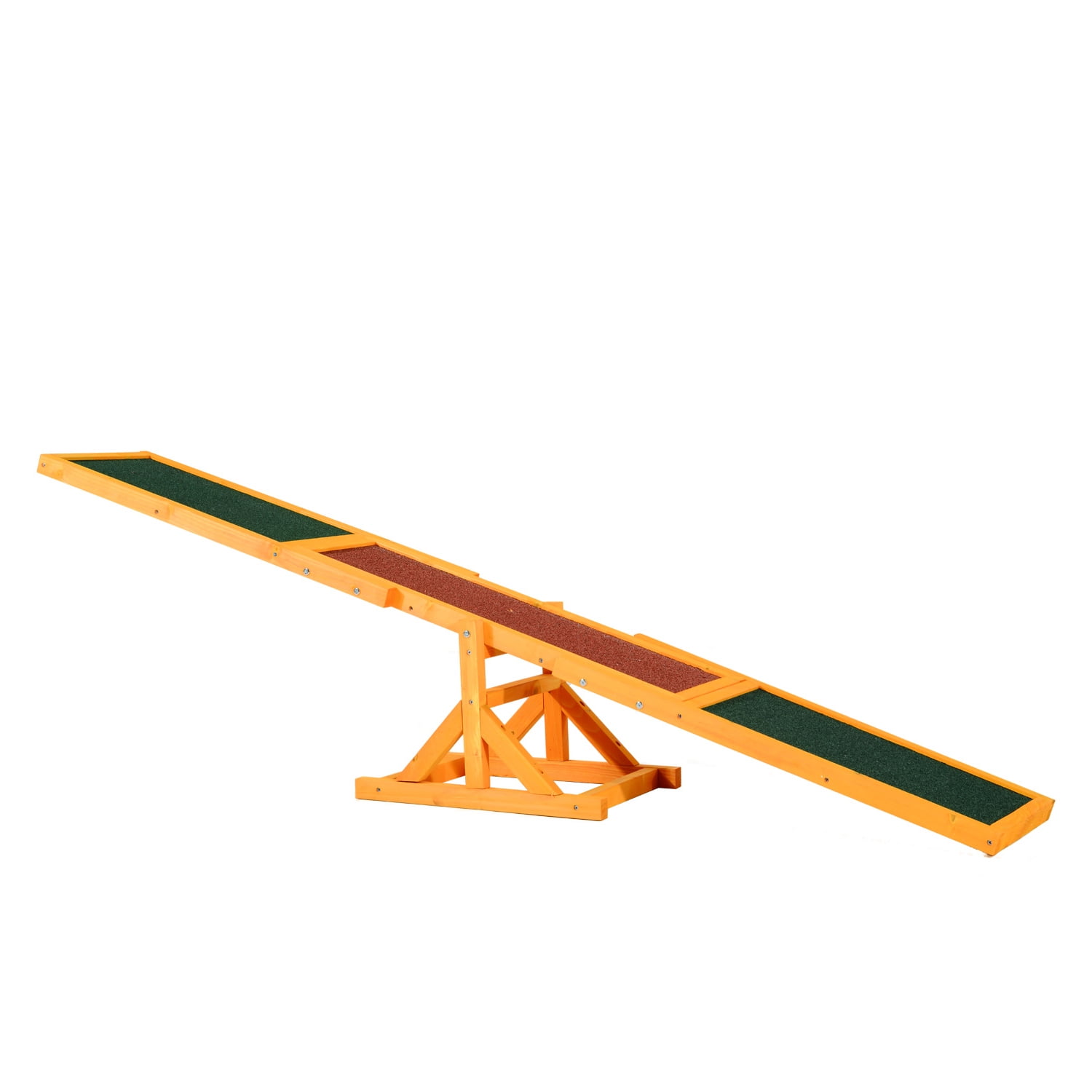 Wooden Dog Agility Seesaw, Natural Fir Wood Pet Training & Exercise Equipment, Weather Resistant, Anti-Slip Surface for Small to Large Dogs Up To 110lbs
