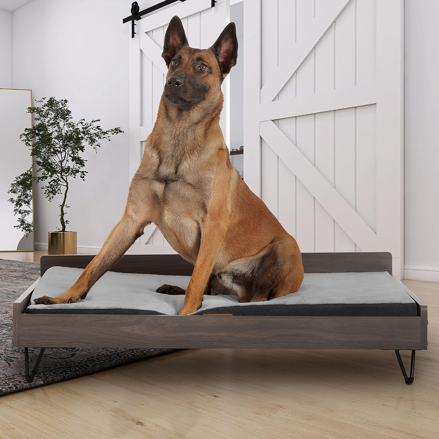 Wooden Dog Bed And Dog Couch With WaterResistant And Calming Mattress