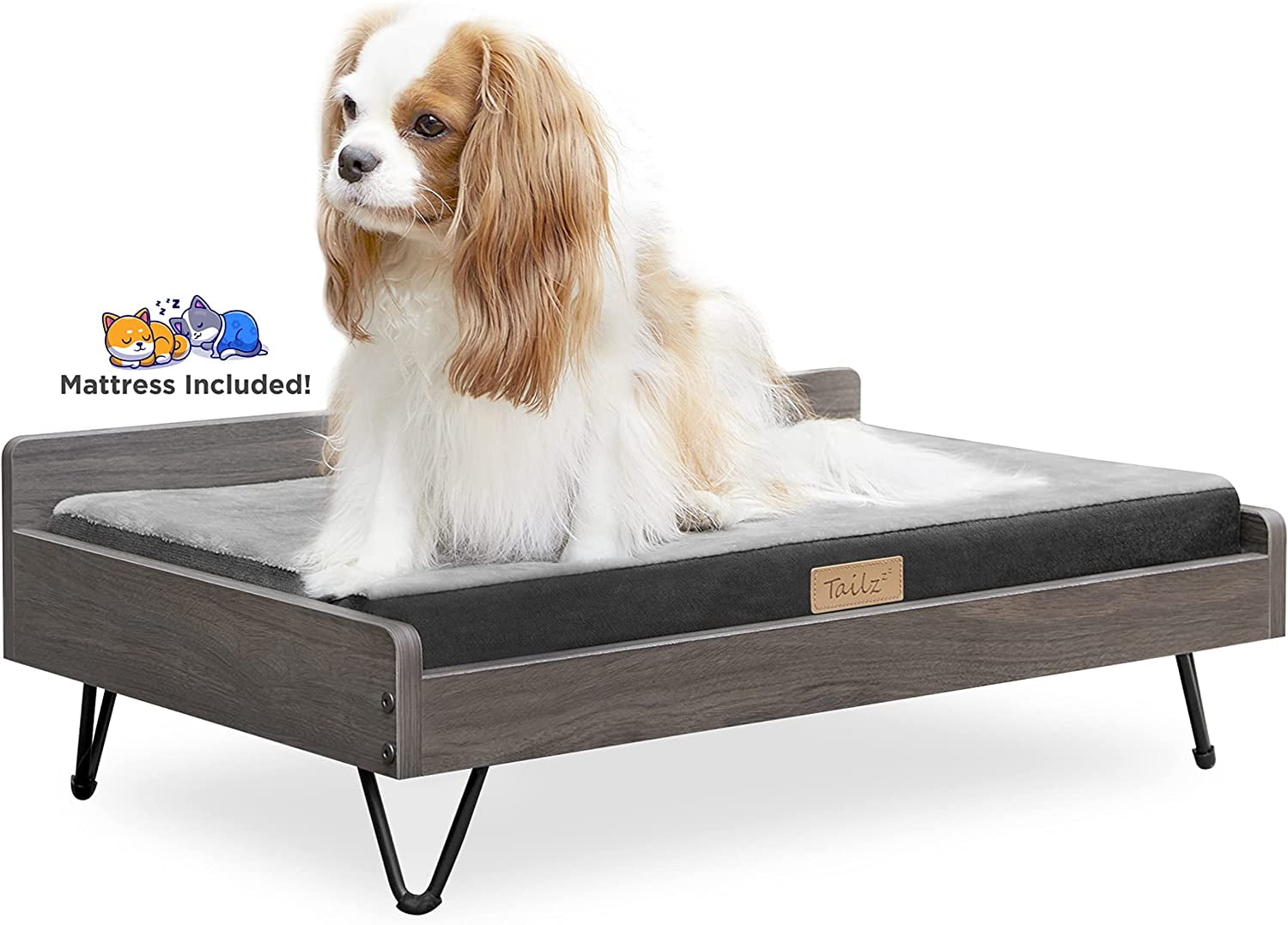 Wooden Dog Bed And Dog Couch With WaterResistant And Calming Mattress