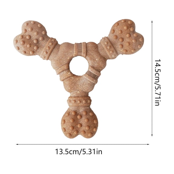 Wooden Dog Chew Bone Toy, Durable Teething Stick for Puppies & Dogs, Textured Pet Toy for Teeth Cleaning & Anxiety Relief,Brown A