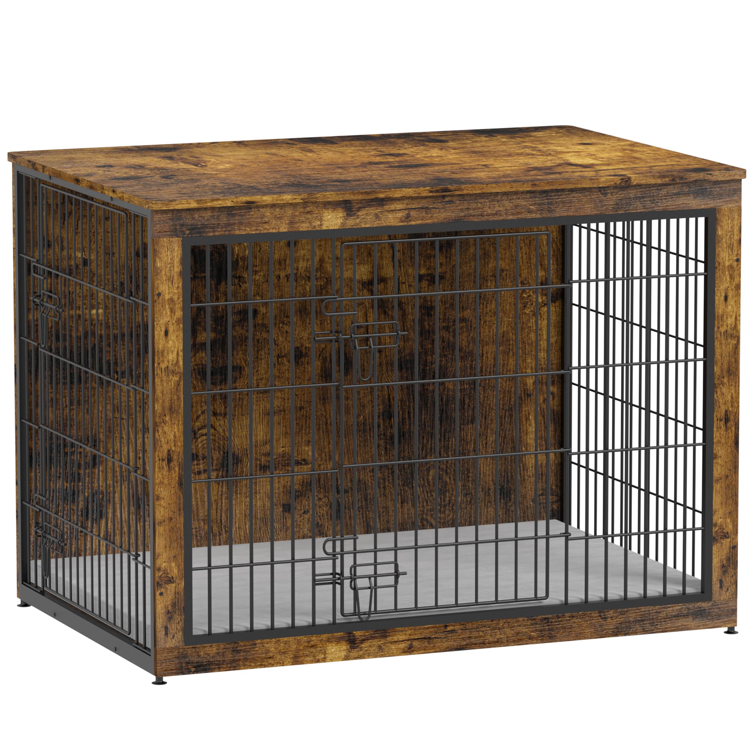 Snapshot of Wooden Dog Crate End Table With Cushion Heavy Duty Metal Mesh Kennel