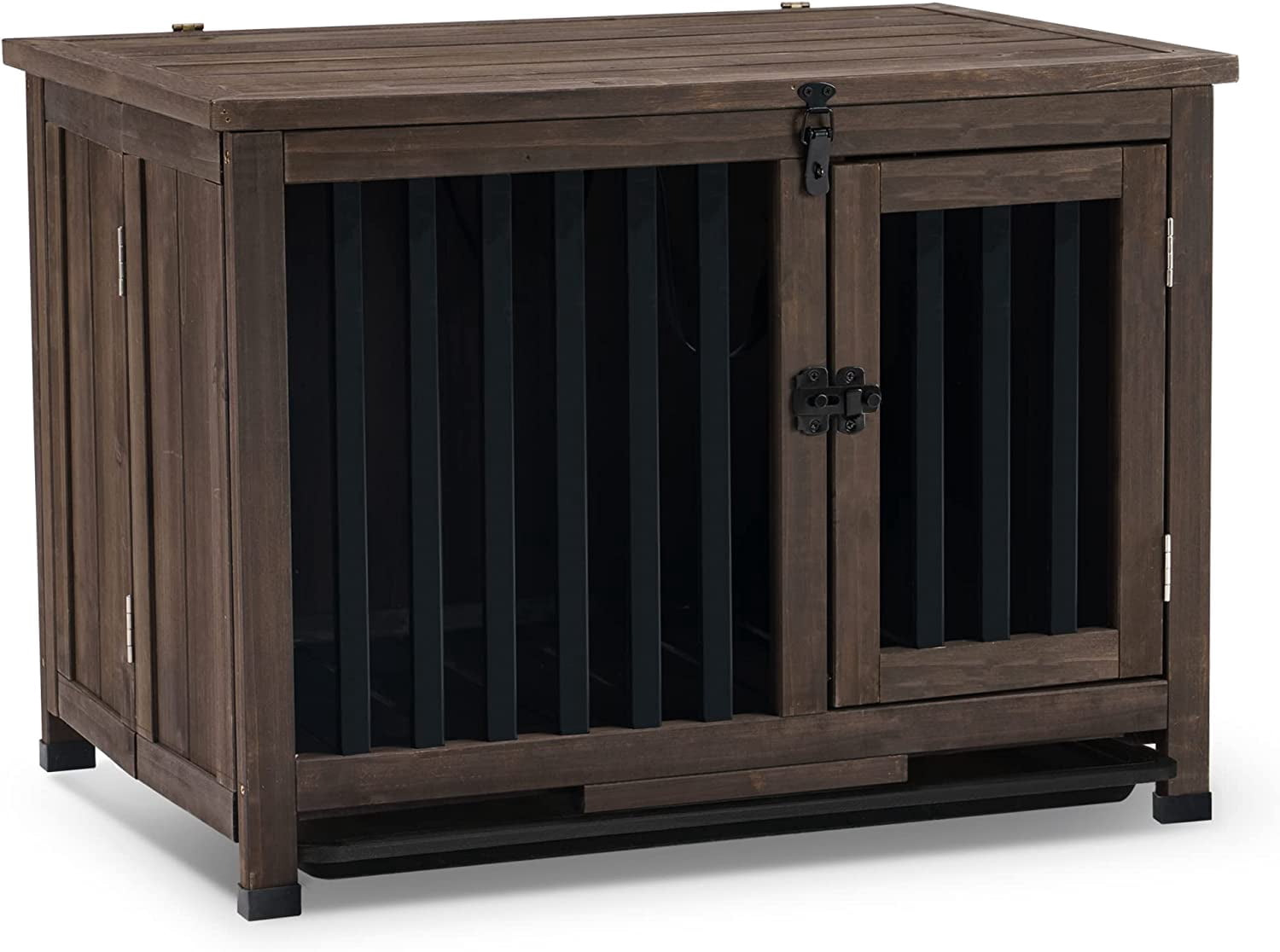 Wooden Dog Crate Furniture, Dog Kennel Pet House End Table, Solid Wood ... - Crate Panel Wood For Small Dogs