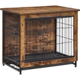thumbnail image 1 of Wooden Dog Crate Furniture,Double-Doors Kennel for Dogs Indoor up to 30 lb, Removable Tray, End Table Dog Crate for Decoration 27.2"L x 20.1"W x 23.6"H, Rustic Brown, 1 of 9