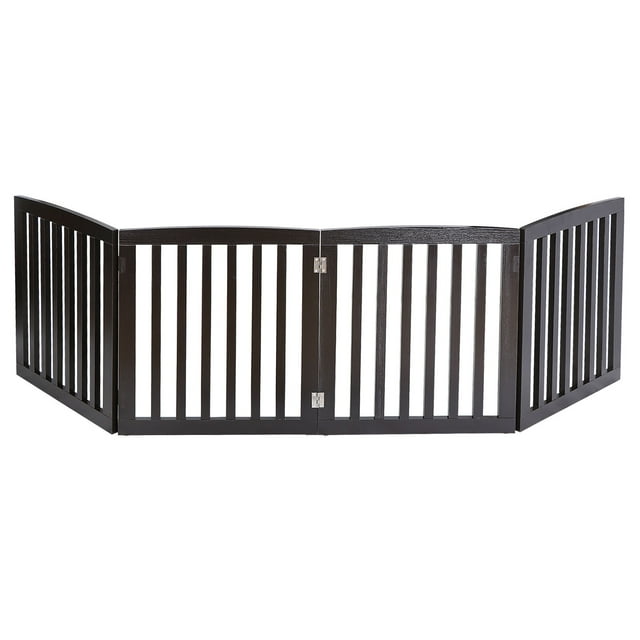 Wooden Dog Gate Freestanding 4 Panel 24" Pet Gate Foldable Dog Fence