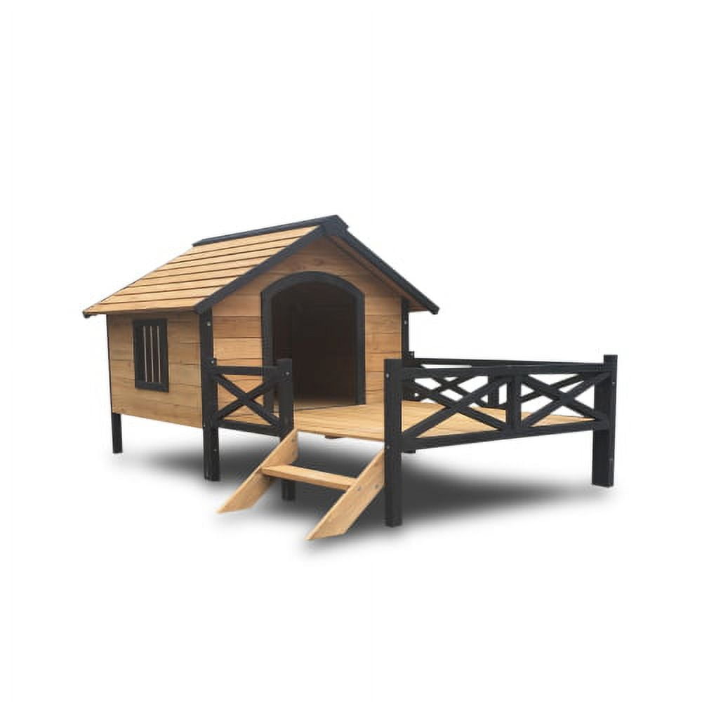 Wooden Dog House Outdoor Indoor, Pet Shelter Log Cabin Station with