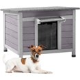 Wooden Dog House for Small Dogs Cats Outdoor Cage Indoor Kennel with PVC Door Flaps