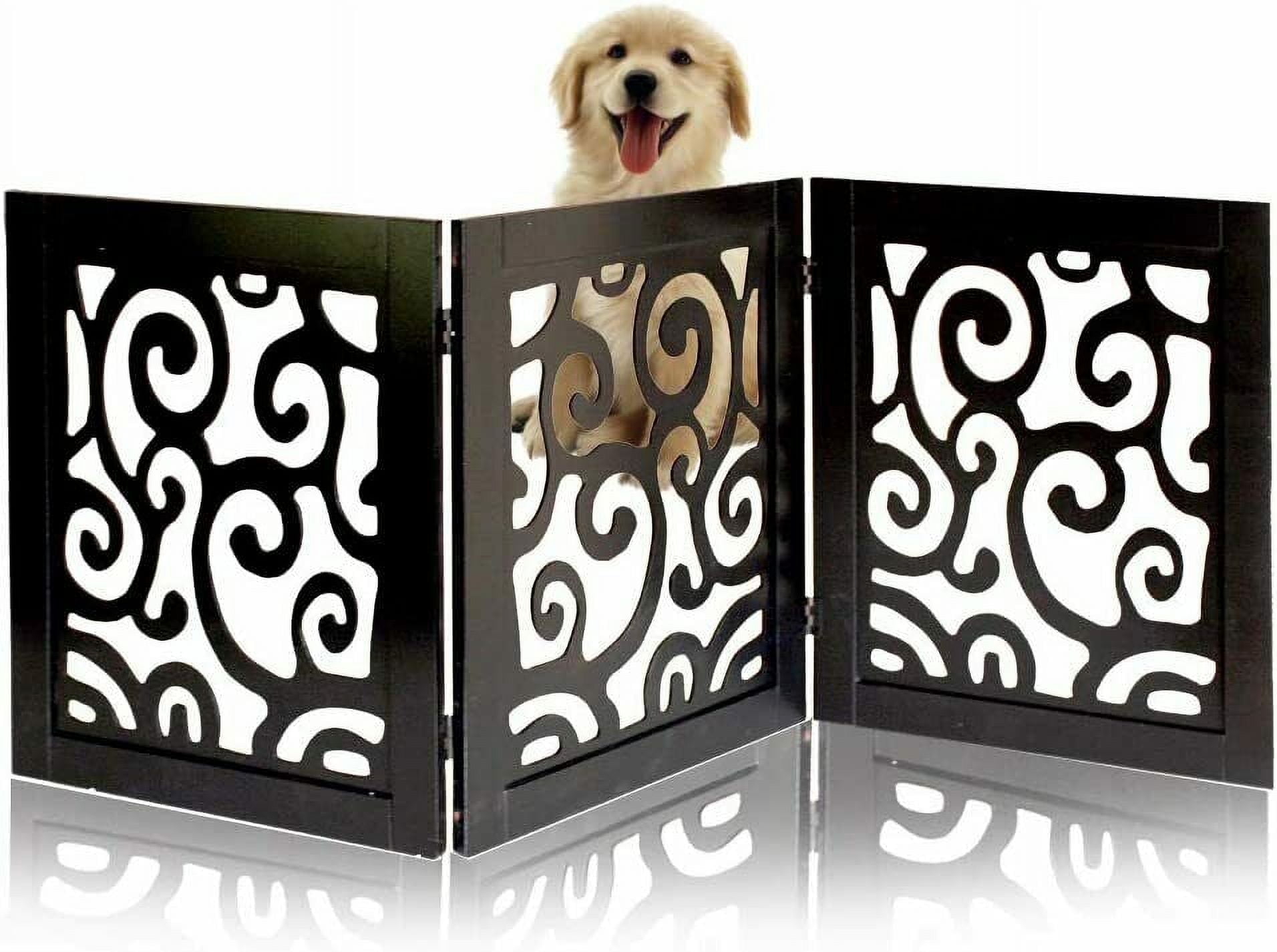 Wooden Dog Indoor Room Divider Pet Gate Freestanding - Folds 3 Panel Dog Gate