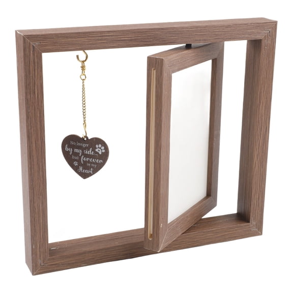 Wooden Dog Memorial Picture Frame with Double Sided Rotating Design for Displaying Two Memorable Images of Your Pet