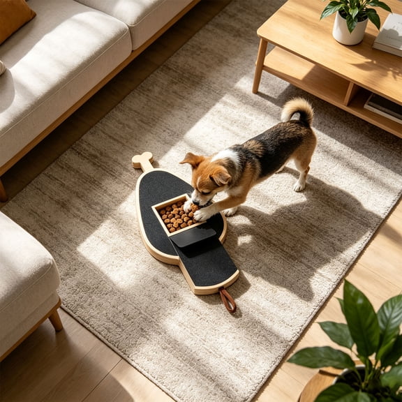 Wooden Dog Nail Scratch Board with Treat Drawer, Interactive Filing Pad for Grooming