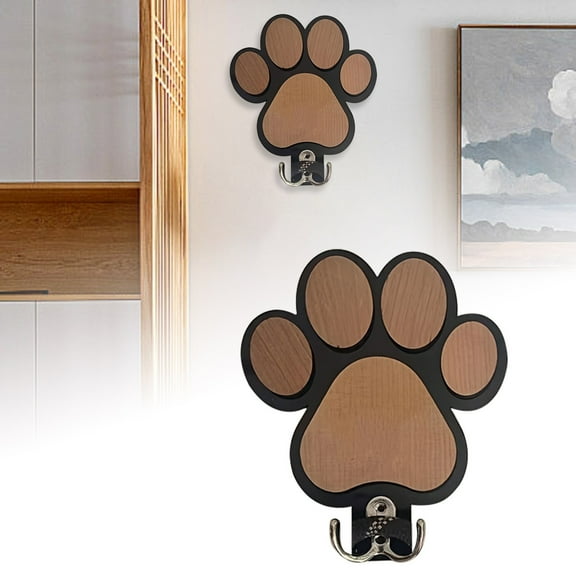 Wooden Dog Paw Hooks for Wall, Cute Key Holder for Wall Dog Decor, Coat Hook for Wall Decorative Home Farmhouse Indoor, Dog Themed Gifts, Great Gift for Dog Lovers (Black)