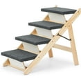 thumbnail image 1 of Wooden Dog Stairs/Steps - Foldable 4 Levels Pet Stairs & Ramp Perfect for Beds and Cars - Portable Dog/Cat Ladder Up to 110 Pounds, 1 of 8