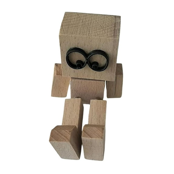 Wooden Doll Figure Ornament Decor with Funny Expressions for Vehicle Interior Office Desk Holiday Gift