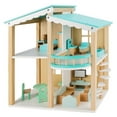 thumbnail image 1 of Wooden Dollhouse for Kids Girls, Toy Gift for 3 4 5 6 Years Old, 2 Story with 16-Piece Furnitures, Easy to Assemble Doll House Toy, Blue, 1 of 12