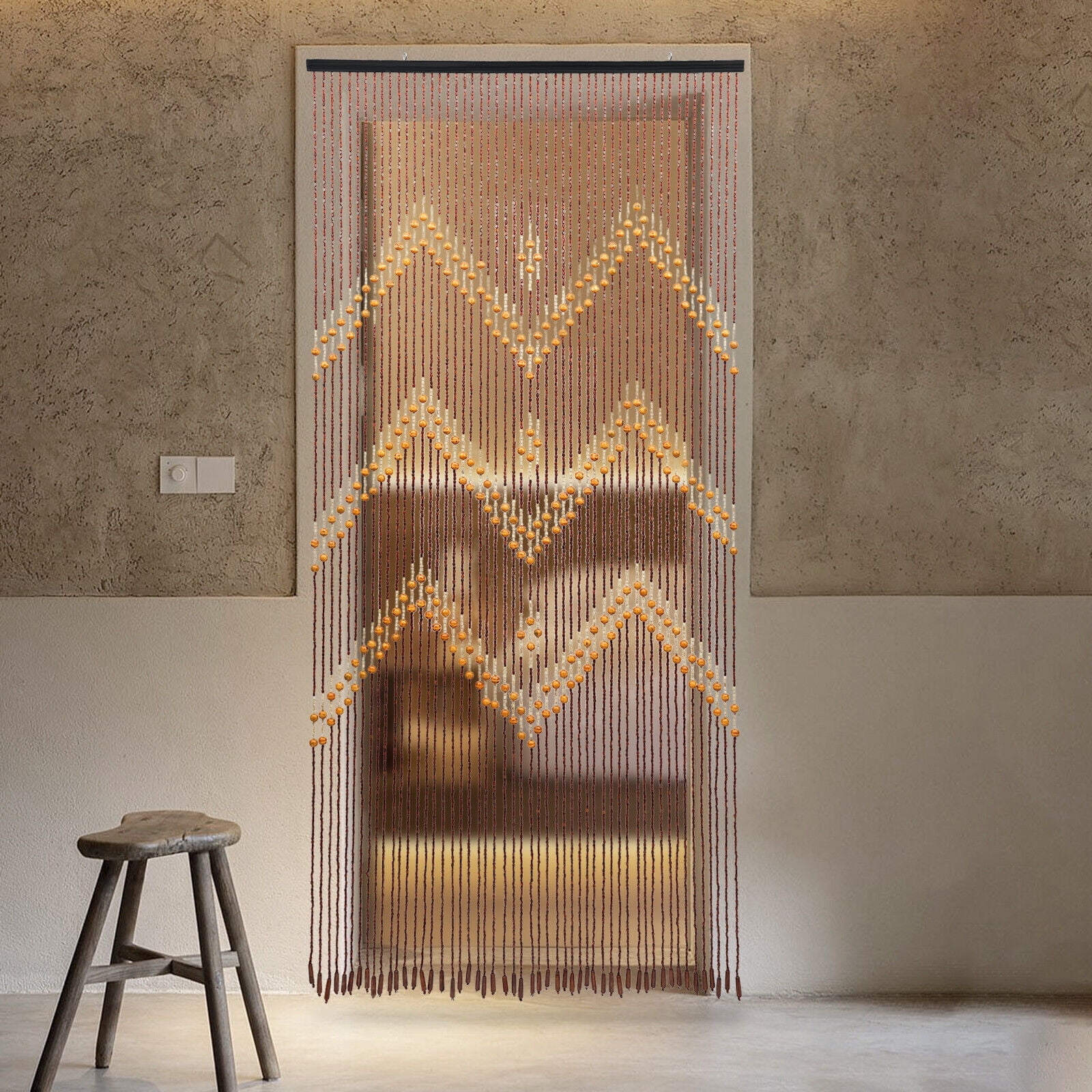 Wooden Door Beaded Curtain 35.43" x 76.77" Door Decor Curtains Doorway Beads