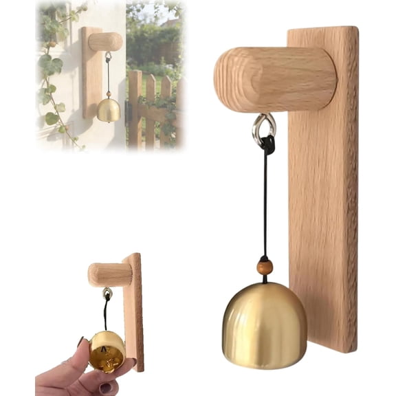Wooden Door Bell - Copper Shopkeepers Bell | Wooden Door Chime, Reliable Arrival Alert Wind Chime Alert Decoration for Home Shop Entrance Garden Gate Backyard, Hanging Ornament