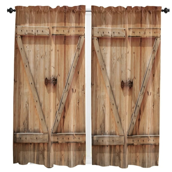 Wooden Door Brown Retro Style Curtains Home Decor Living Room Kitchen Balcony Room Window Curtain Bedroom Patio Decoration