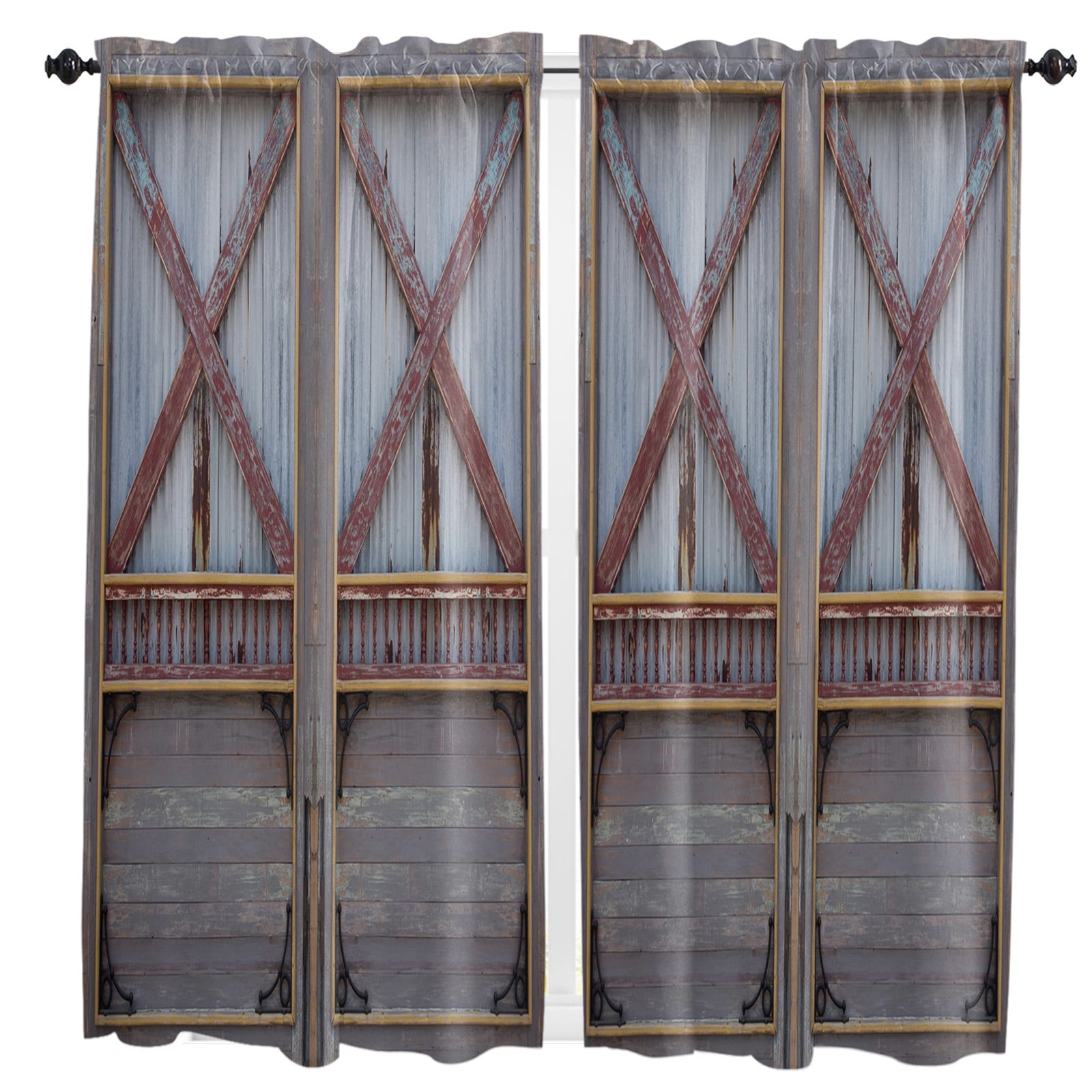 Wooden Door Brown Retro Style Curtains Home r Living Room Kitchen Balcony Room Window Curtain Bedroom Patio ration