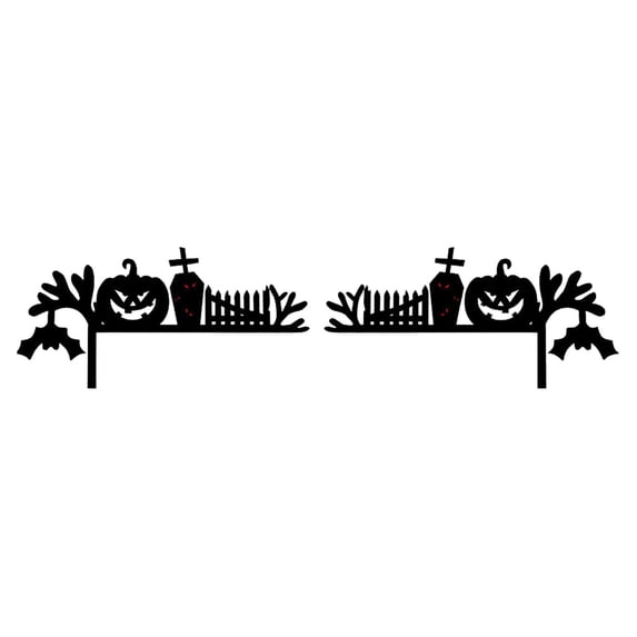 Wooden Door Corner Decoration Set with Pumpkin and Graveyard Design for Halloween, E