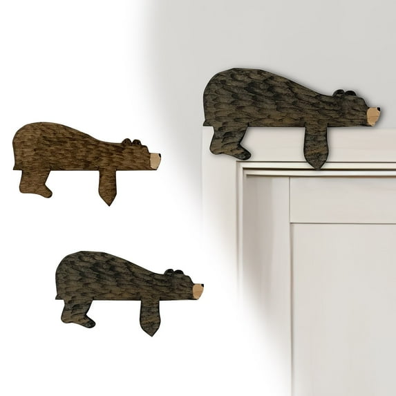 Wooden Door Decor under $5! Xqxayjr Wooden Brown Bear Door Topper, Hand Carved Animal Door Decor, Rustic Home Decoration for Living Room, Nature Themed Wood Art for Cabin Lodge