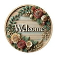 thumbnail image 1 of Wooden Door Decoration, Wreath Wall Hanging, Multicolor 20x20cm Circular Sign for Home, Durable Holiday Front Door Ornament, 1 of 6