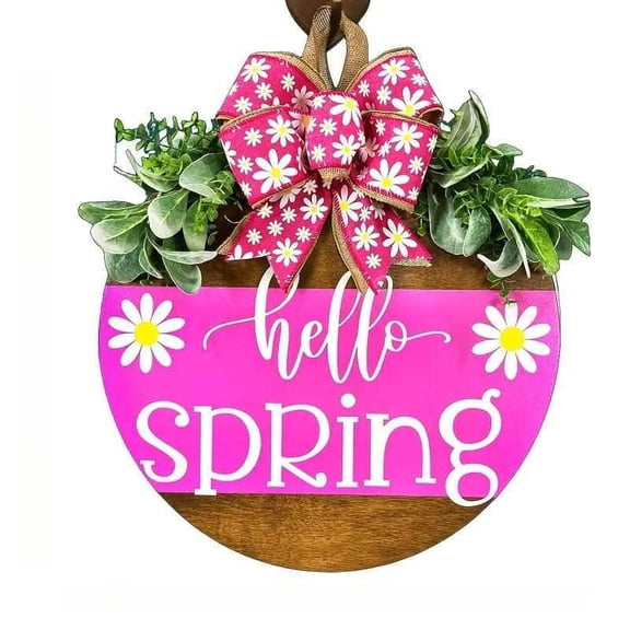 Wooden Door Hanging Sign Spring Hello House Letter Sign Wall Hanging Decoration Gift