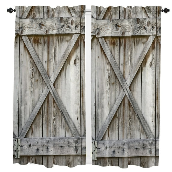 Wooden Door Retro Curtains For Living Room Bedroom Window Treatment Home ration Drapes Kitchen Curtain