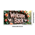 thumbnail image 1 of Wooden Door Themed Welcome Back Banner with Floral Leafy Elements Party Backdrop Background Decorations for Homecomings Reunions Gatherings and Celebrations, 1 of 8