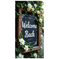 thumbnail image 1 of Wooden Door Themed Welcome Back Banner with Floral Leafy Elements Party Decorations Backdrop Background for Homecomings Reunions Office Returns Gatherings, 1 of 7