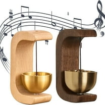Wooden Doorbell Chime Beech Wood & Brass | Magnetic Door Opening Sensor | Wall Hanging Entrance Bell | Compact Lightweight Design | 7.5x4x3cm | 1 Pack